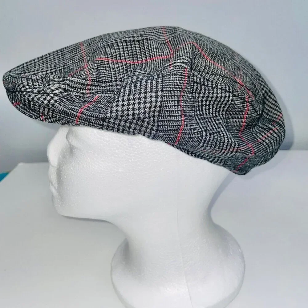 Gymboree Newsboy Boys Scally Hat Gray Red Size M Original Flat Cap Elastic